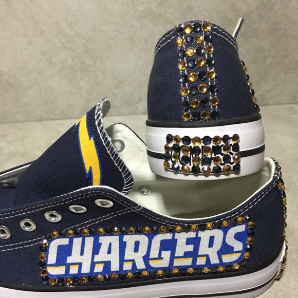 COMPASS BRAND NFL CHARGERS BLING WOMEN’S SHOES - Picture 2 of 3